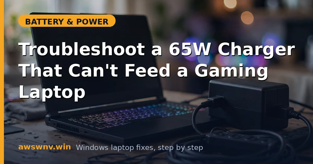 Troubleshoot a 65W Charger That Can't Feed a Gaming Laptop