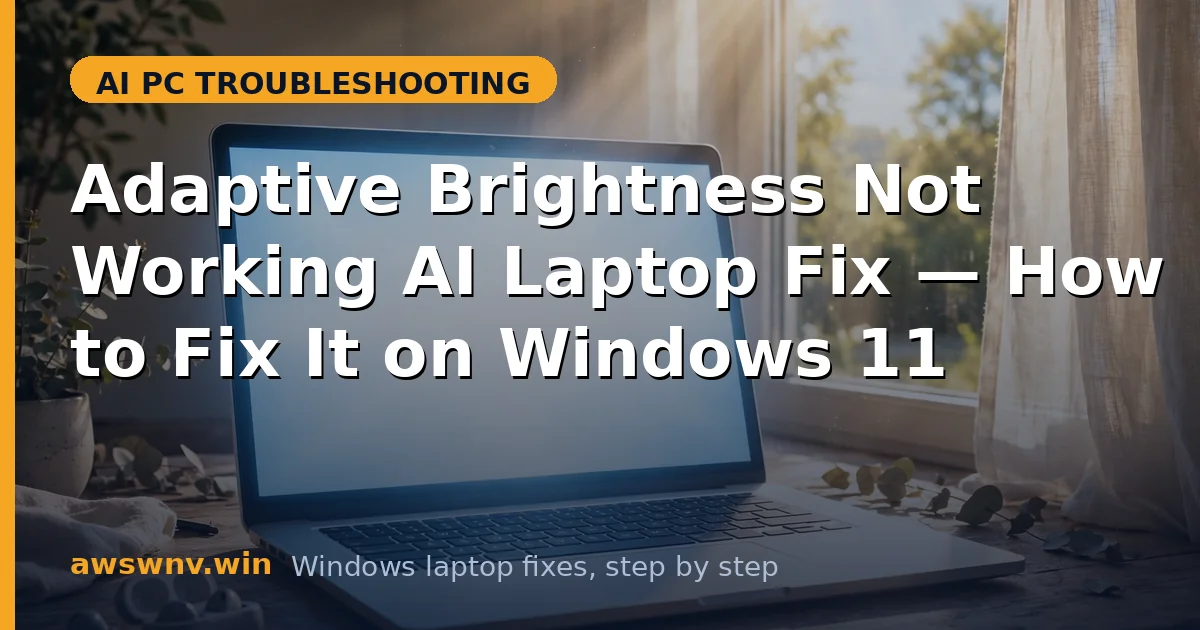Adaptive Brightness Not Working AI Laptop Fix — How to Fix It on Windows 11