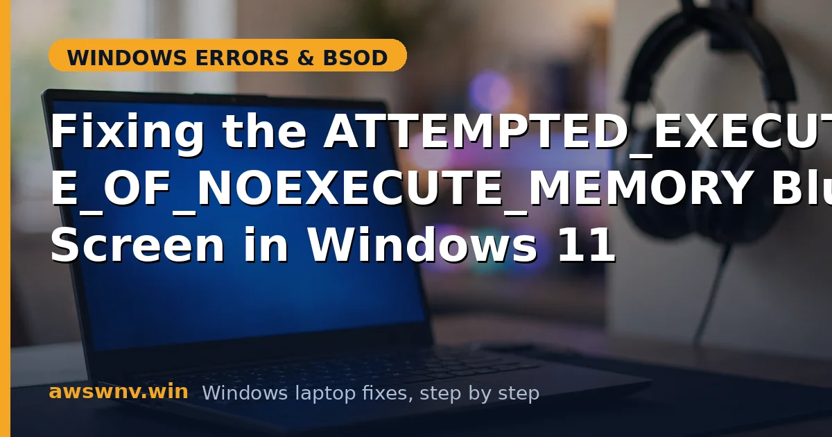 Fixing the ATTEMPTED_EXECUTE_OF_NOEXECUTE_MEMORY Blue Screen in Windows 11