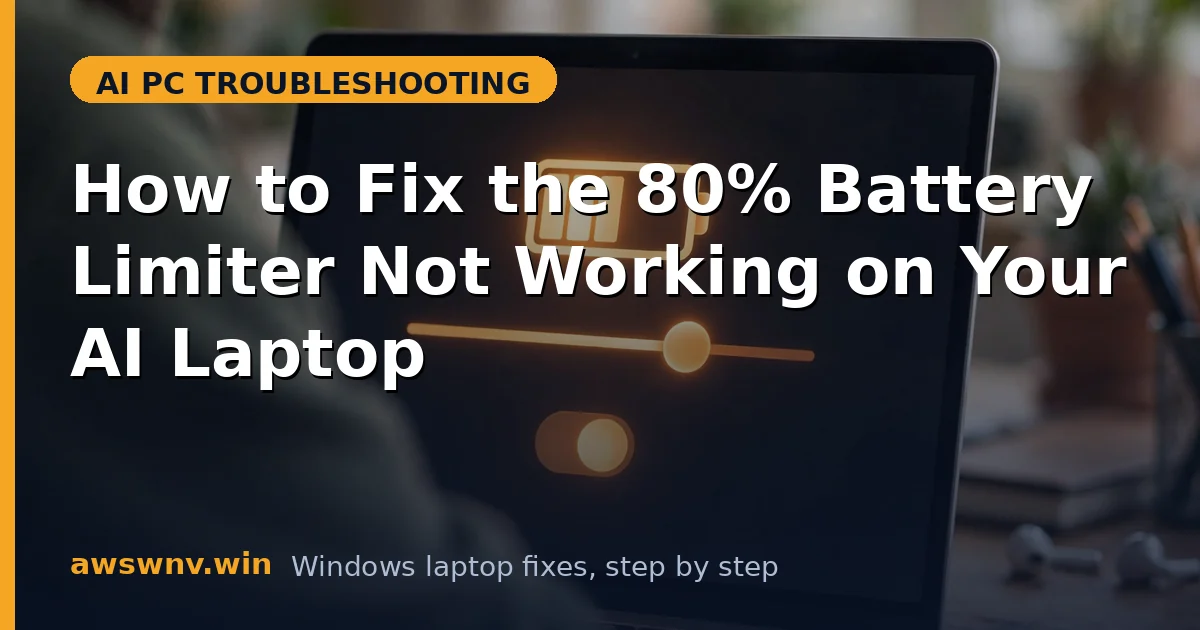 How to Fix the 80% Battery Limiter Not Working on Your AI Laptop