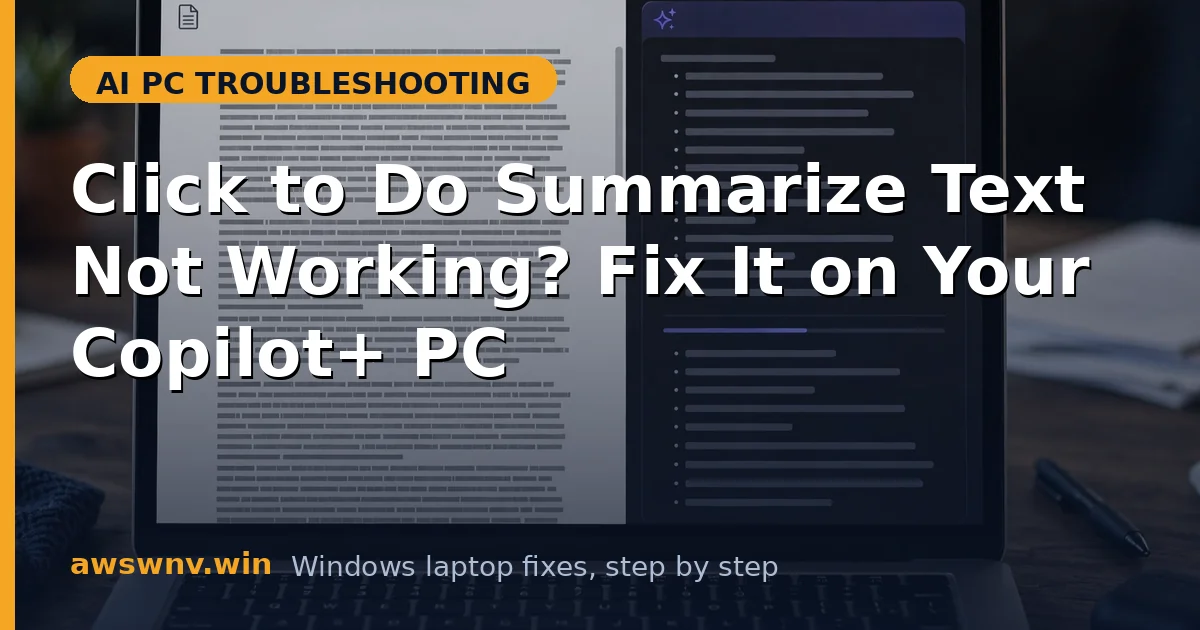 Click to Do Summarize Text Not Working? Fix It on Your Copilot+ PC