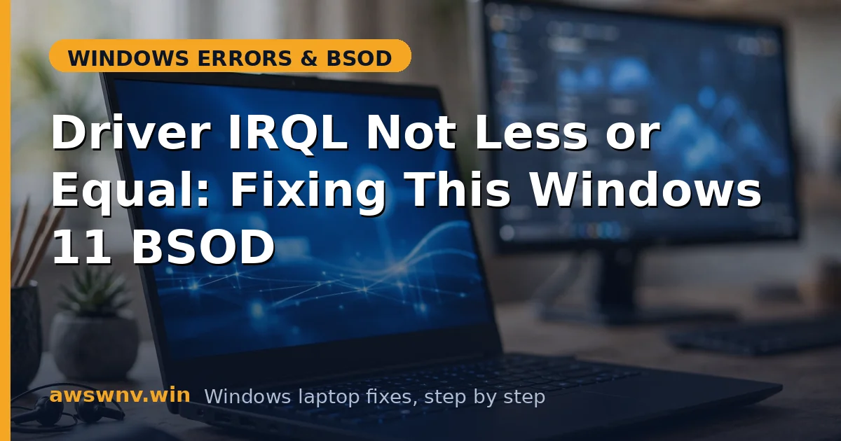 Driver IRQL Not Less or Equal: Fixing This Windows 11 BSOD