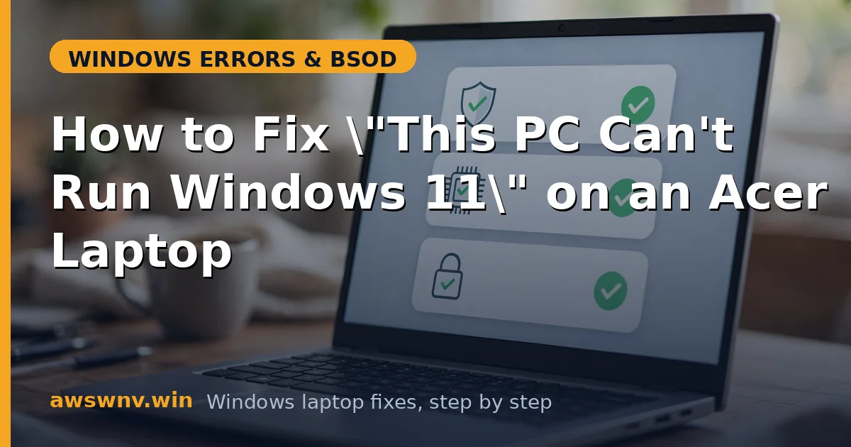 How to Fix "This PC Can't Run Windows 11" on an Acer Laptop