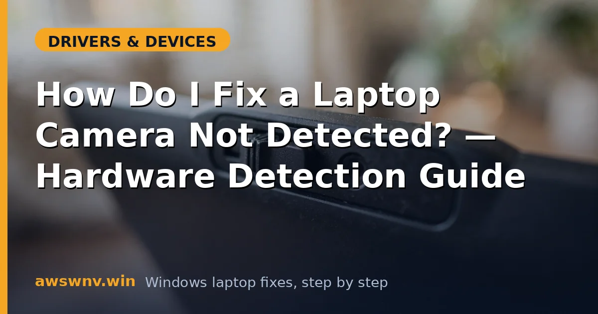 How Do I Fix a Laptop Camera Not Detected? — Hardware Detection Guide