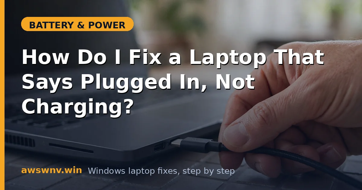 How Do I Fix a Laptop That Says Plugged In, Not Charging?