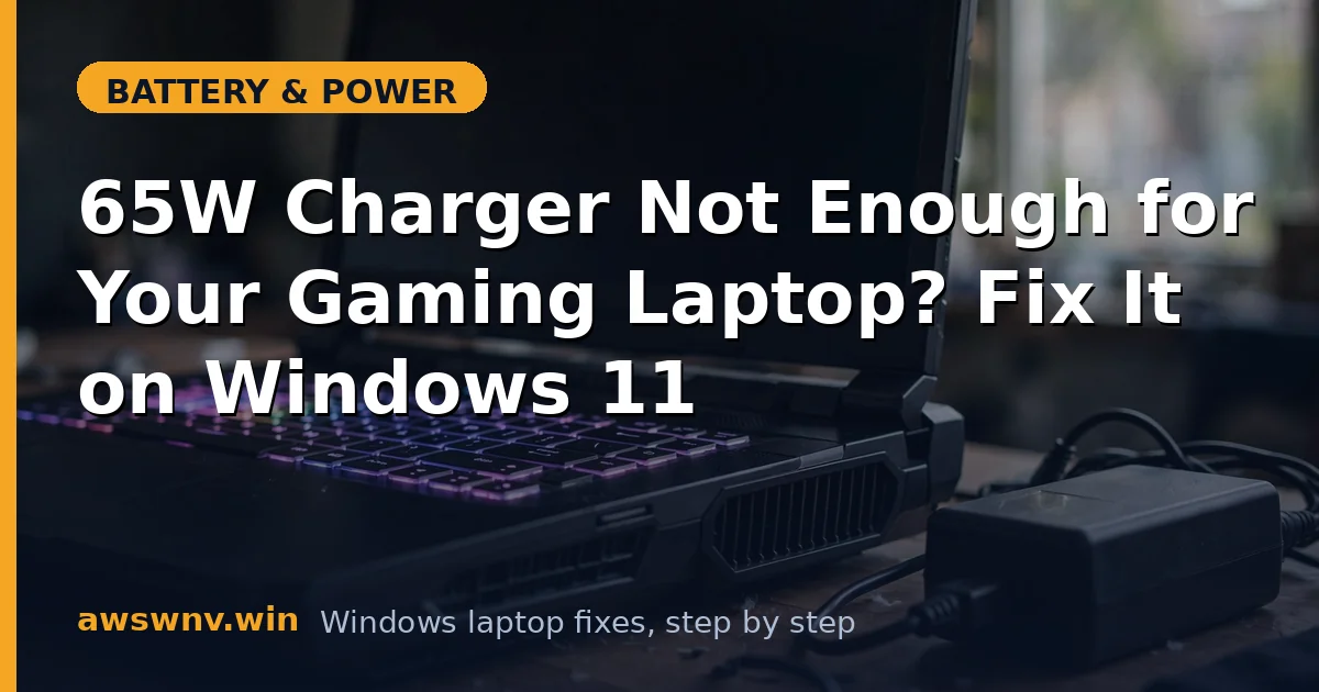 65W Charger Not Enough for Your Gaming Laptop? Fix It on Windows 11