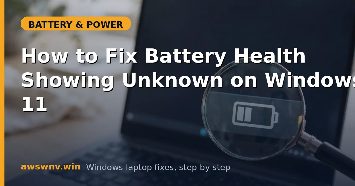 How to Fix Battery Health Showing Unknown on Windows 11