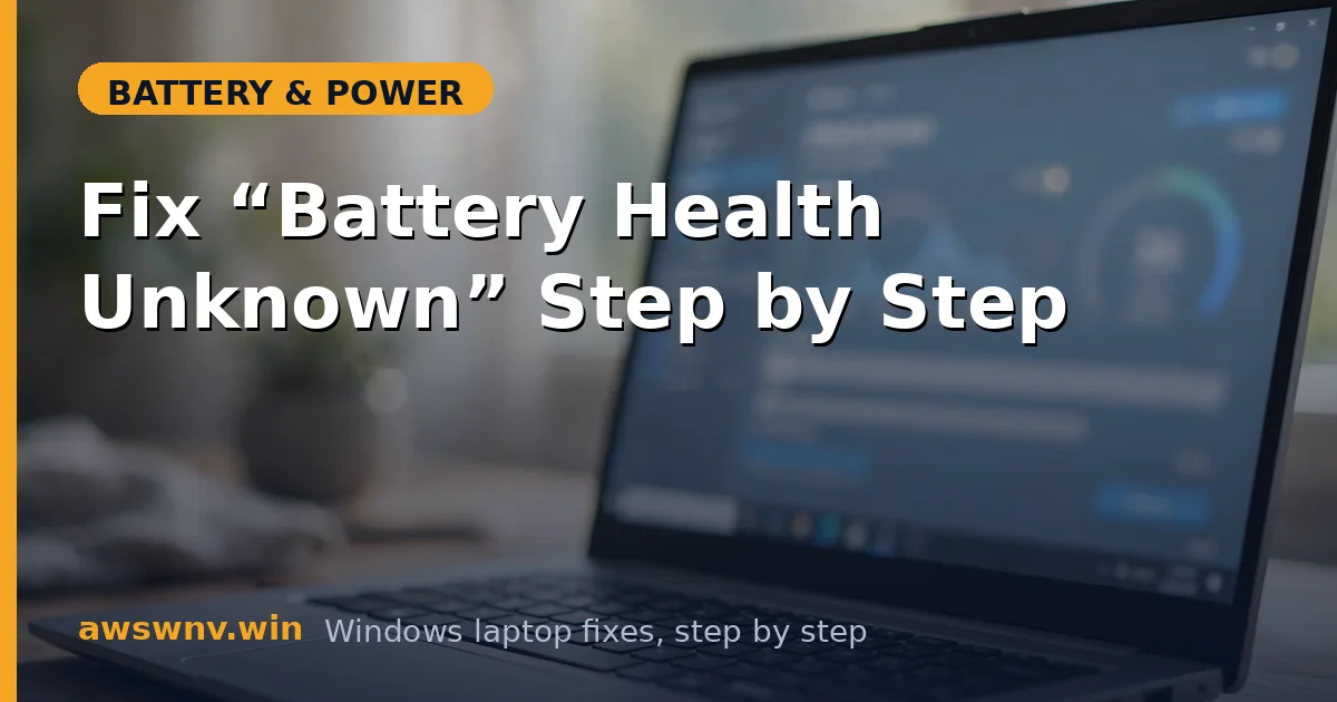 Fix “Battery Health Unknown” Step by Step
