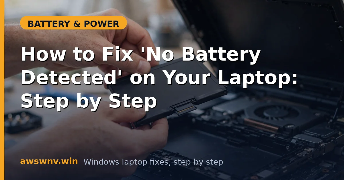 How to Fix 'No Battery Detected' on Your Laptop: Step by Step
