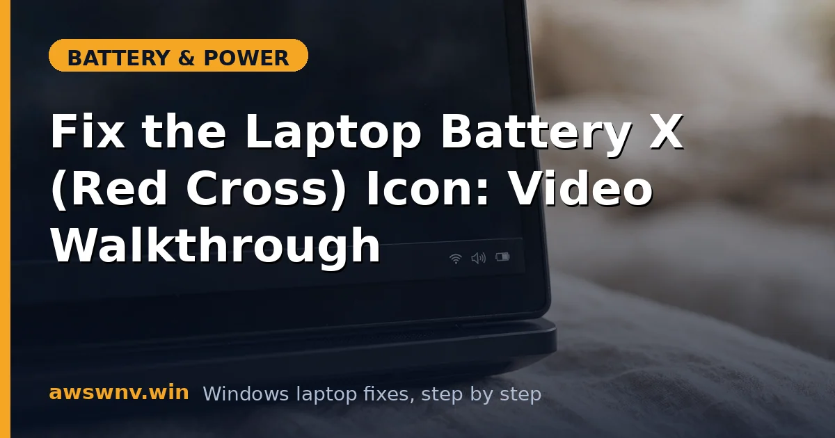 Fix the Laptop Battery X (Red Cross) Icon: Video Walkthrough