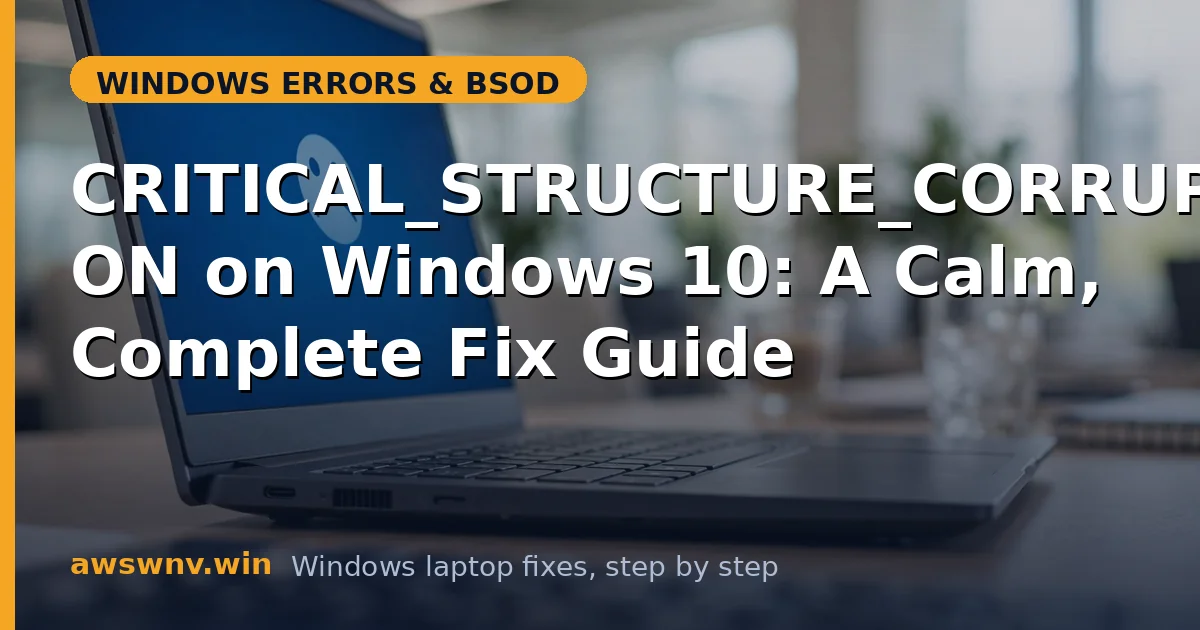 CRITICAL_STRUCTURE_CORRUPTION on Windows 10: A Calm, Complete Fix Guide