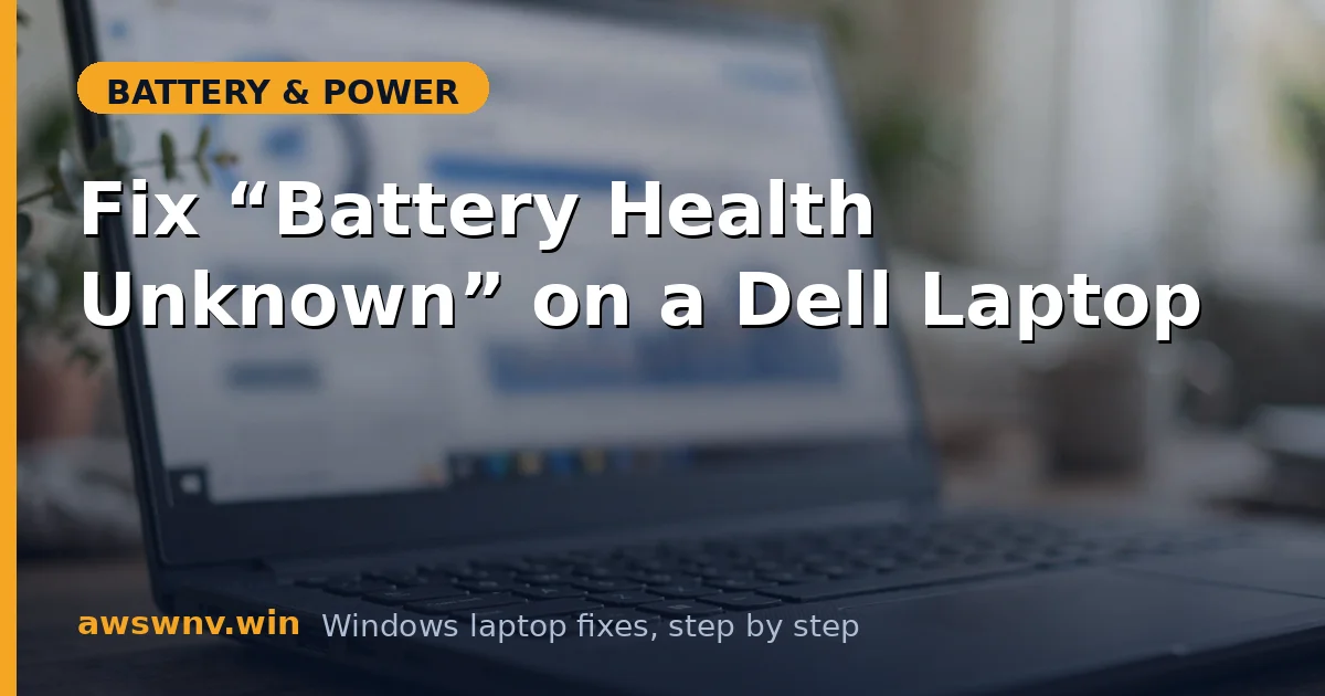 Fix “Battery Health Unknown” on a Dell Laptop