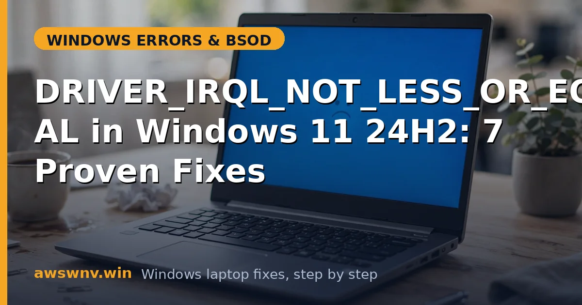 DRIVER_IRQL_NOT_LESS_OR_EQUAL in Windows 11 24H2: 7 Proven Fixes