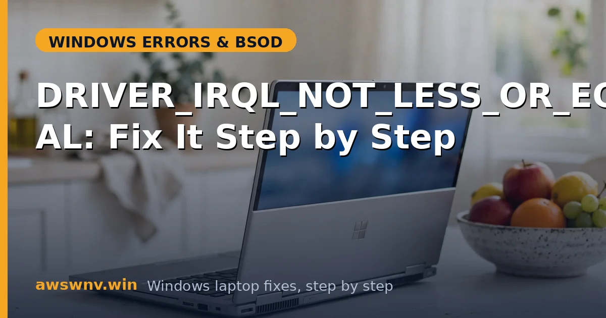 DRIVER_IRQL_NOT_LESS_OR_EQUAL: Fix It Step by Step