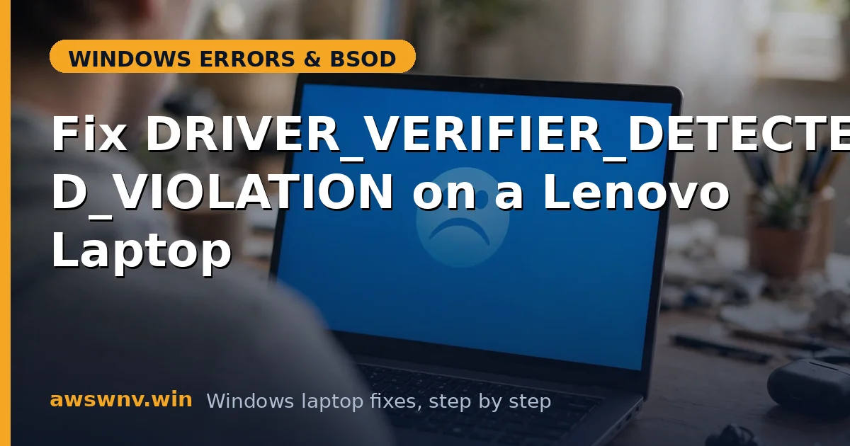 Fix DRIVER_VERIFIER_DETECTED_VIOLATION on a Lenovo Laptop