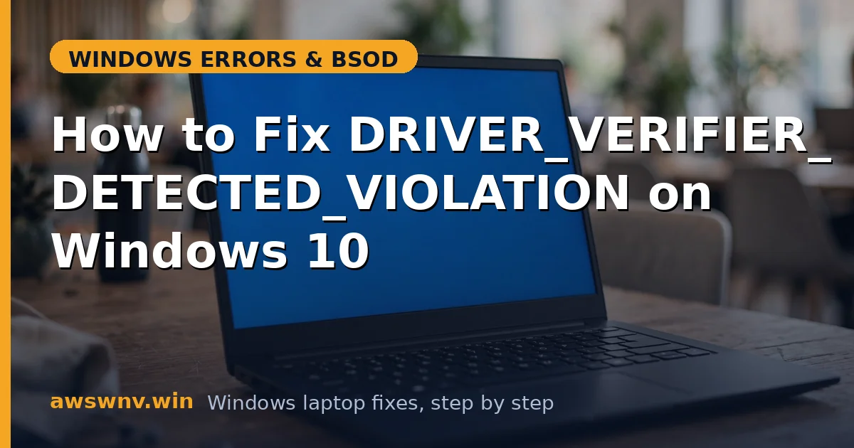 How to Fix DRIVER_VERIFIER_DETECTED_VIOLATION on Windows 10