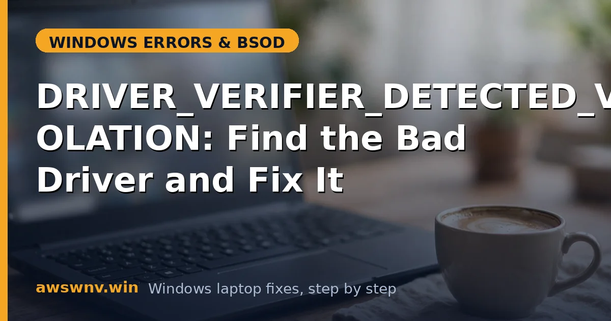 DRIVER_VERIFIER_DETECTED_VIOLATION: Find the Bad Driver and Fix It