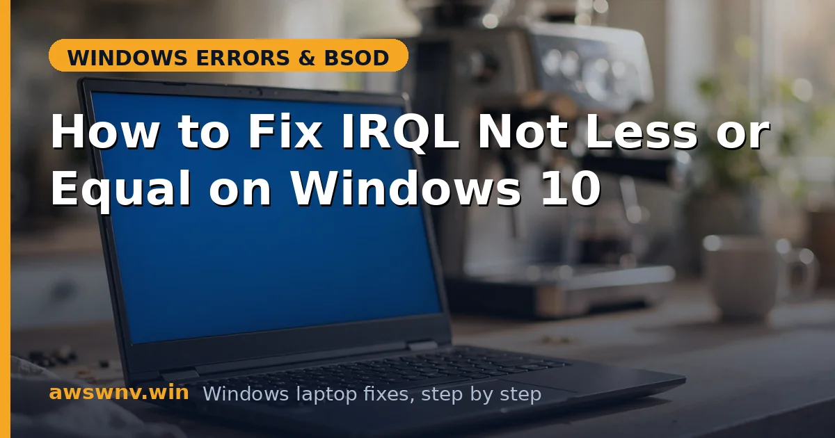 How to Fix IRQL Not Less or Equal on Windows 10