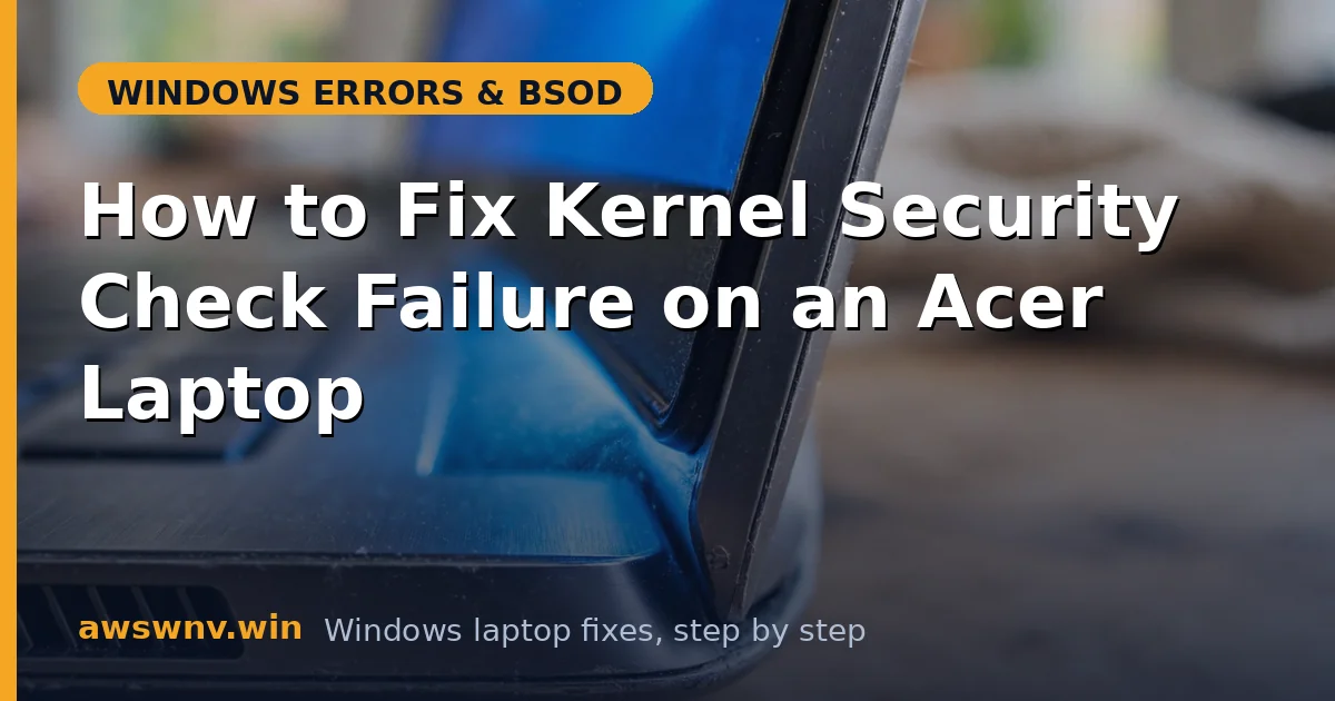 How to Fix Kernel Security Check Failure on an Acer Laptop