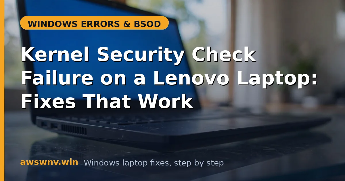 Kernel Security Check Failure on a Lenovo Laptop: Fixes That Work