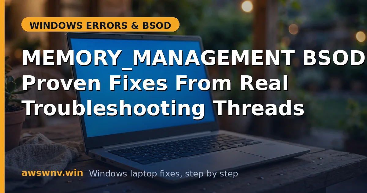 MEMORY_MANAGEMENT BSOD: Proven Fixes From Real Troubleshooting Threads