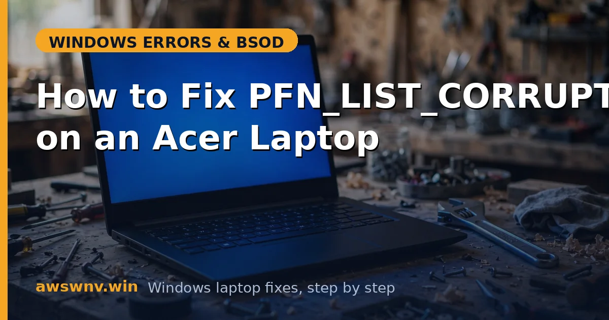 How to Fix PFN_LIST_CORRUPT on an Acer Laptop