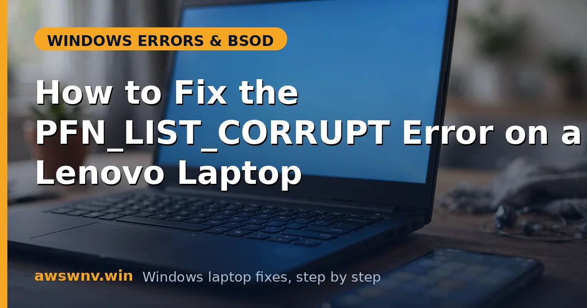 How to Fix the PFN_LIST_CORRUPT Error on a Lenovo Laptop