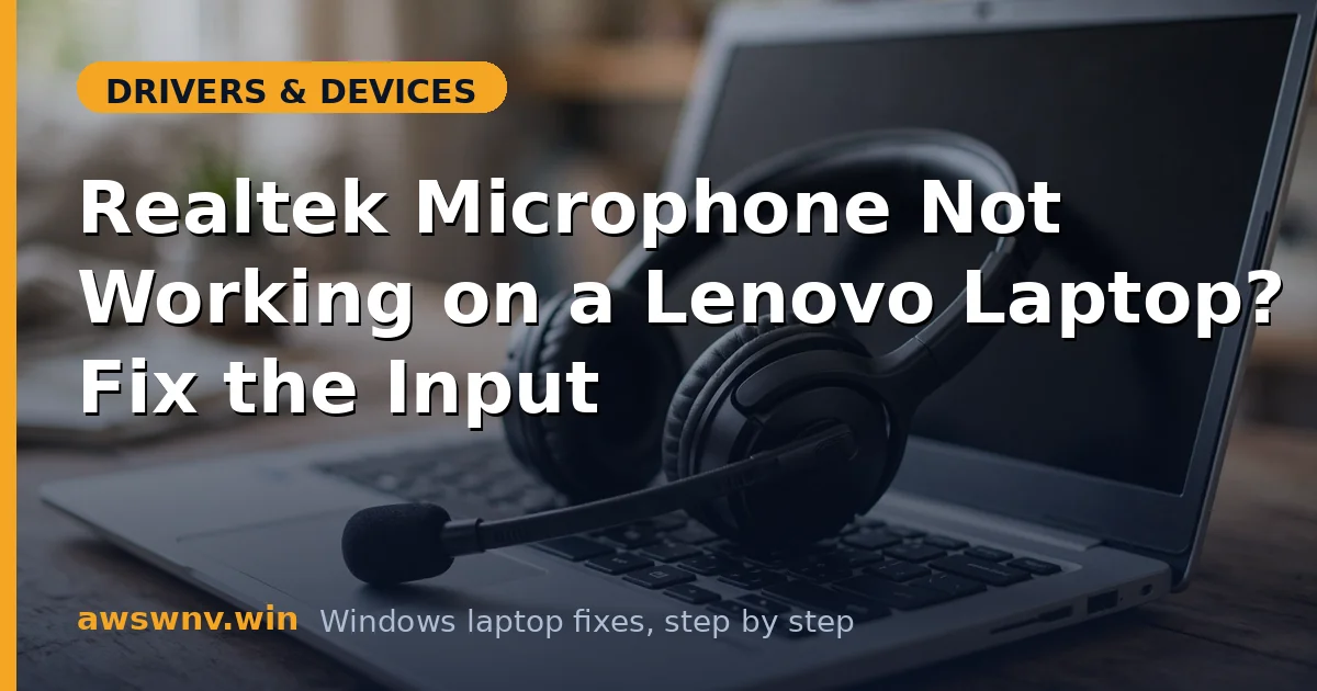 Realtek Microphone Not Working on a Lenovo Laptop? Fix the Input