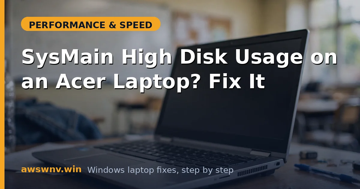 SysMain High Disk Usage on an Acer Laptop? Fix It
