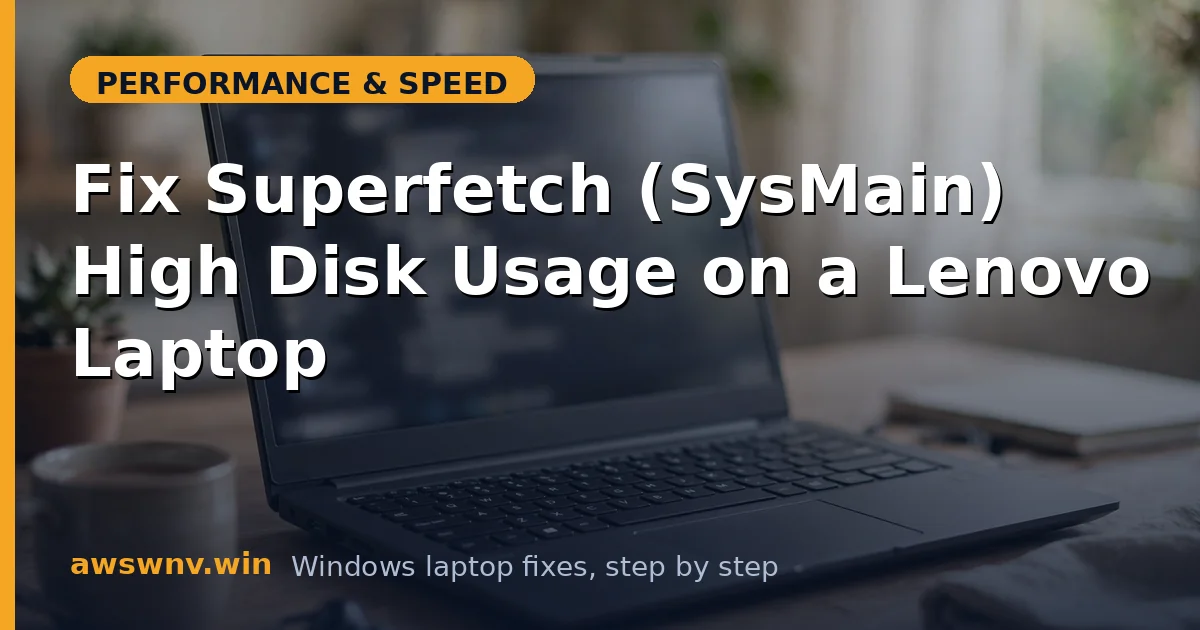 Fix Superfetch (SysMain) High Disk Usage on a Lenovo Laptop