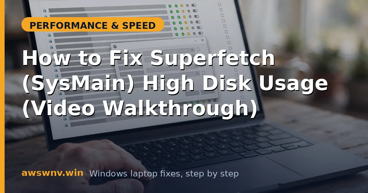 How to Fix Superfetch (SysMain) High Disk Usage (Video Walkthrough)