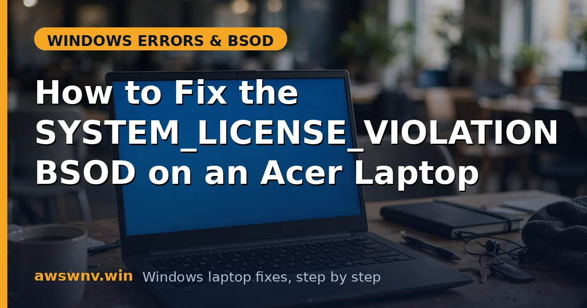 How to Fix the SYSTEM_LICENSE_VIOLATION BSOD on an Acer Laptop