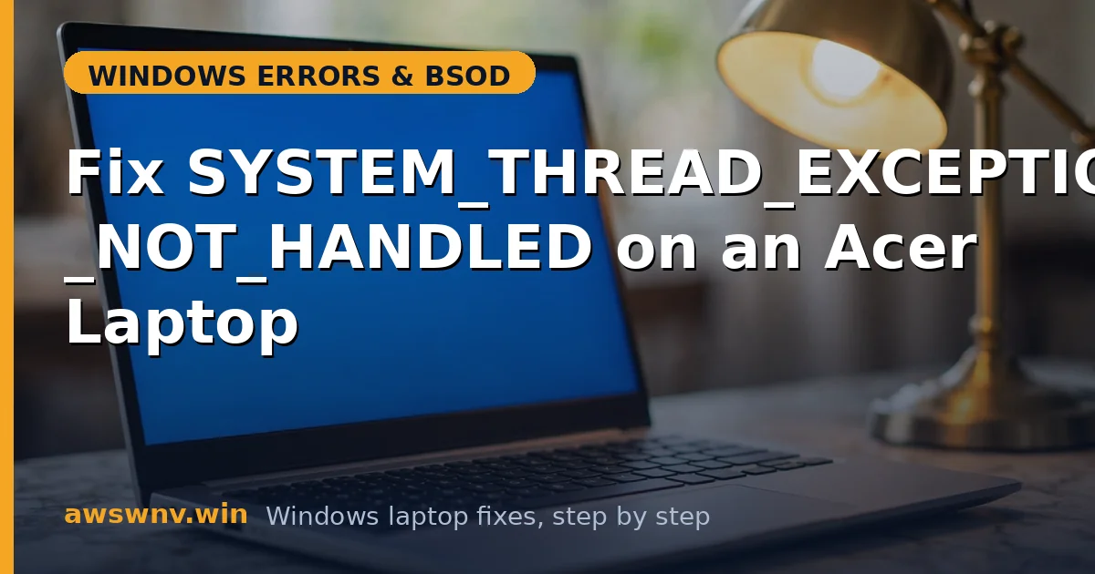 Fix SYSTEM_THREAD_EXCEPTION_NOT_HANDLED on an Acer Laptop
