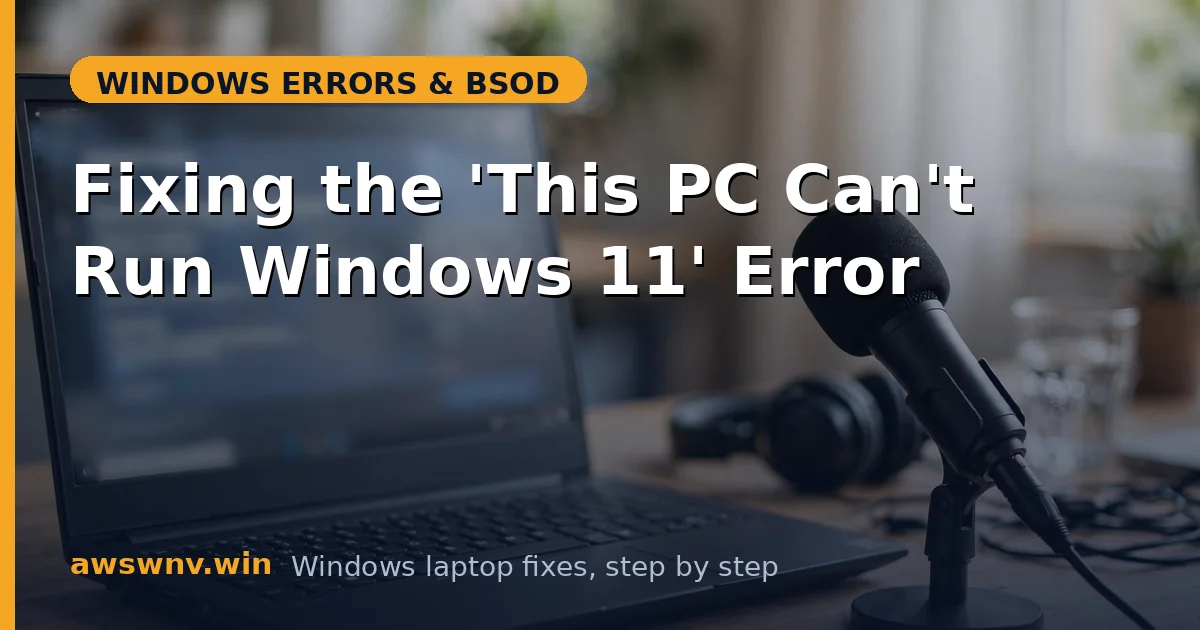 Fixing the 'This PC Can't Run Windows 11' Error