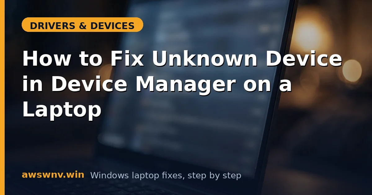 How to Fix Unknown Device in Device Manager on a Laptop