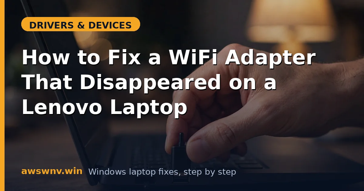 How to Fix a WiFi Adapter That Disappeared on a Lenovo Laptop