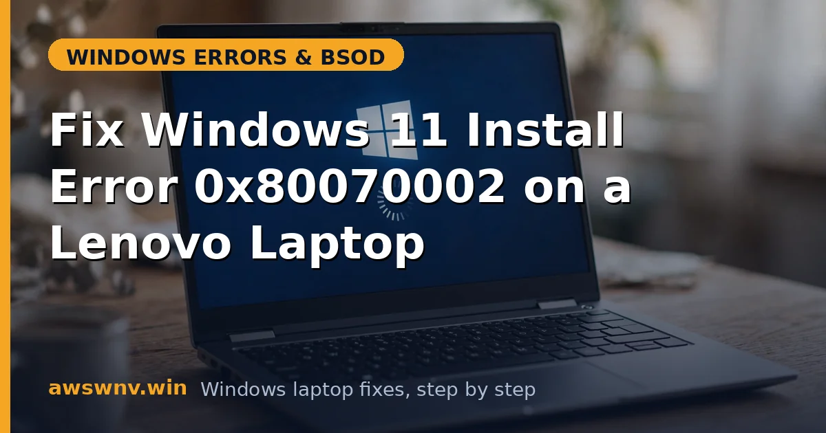 Fix Windows 11 Install Error 0x80070002 on a Lenovo Laptop