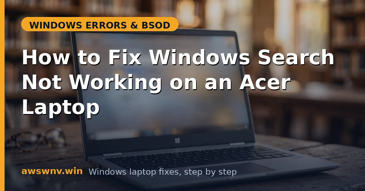 How to Fix Windows Search Not Working on an Acer Laptop