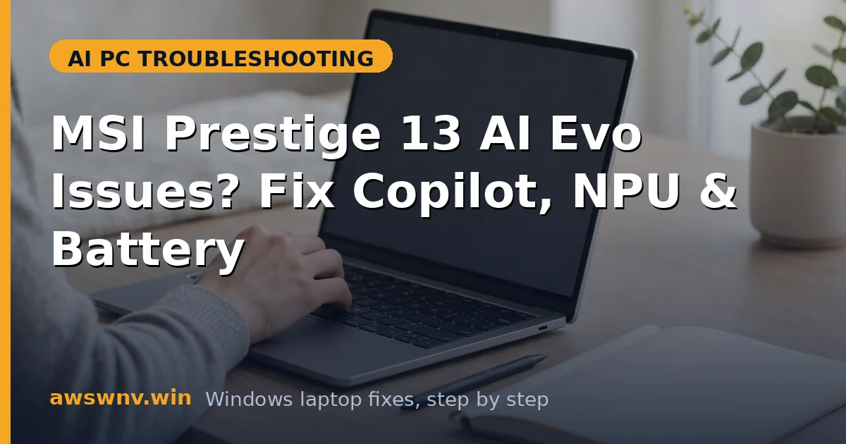 MSI Prestige 13 AI Evo Issues? Fix Copilot, NPU & Battery
