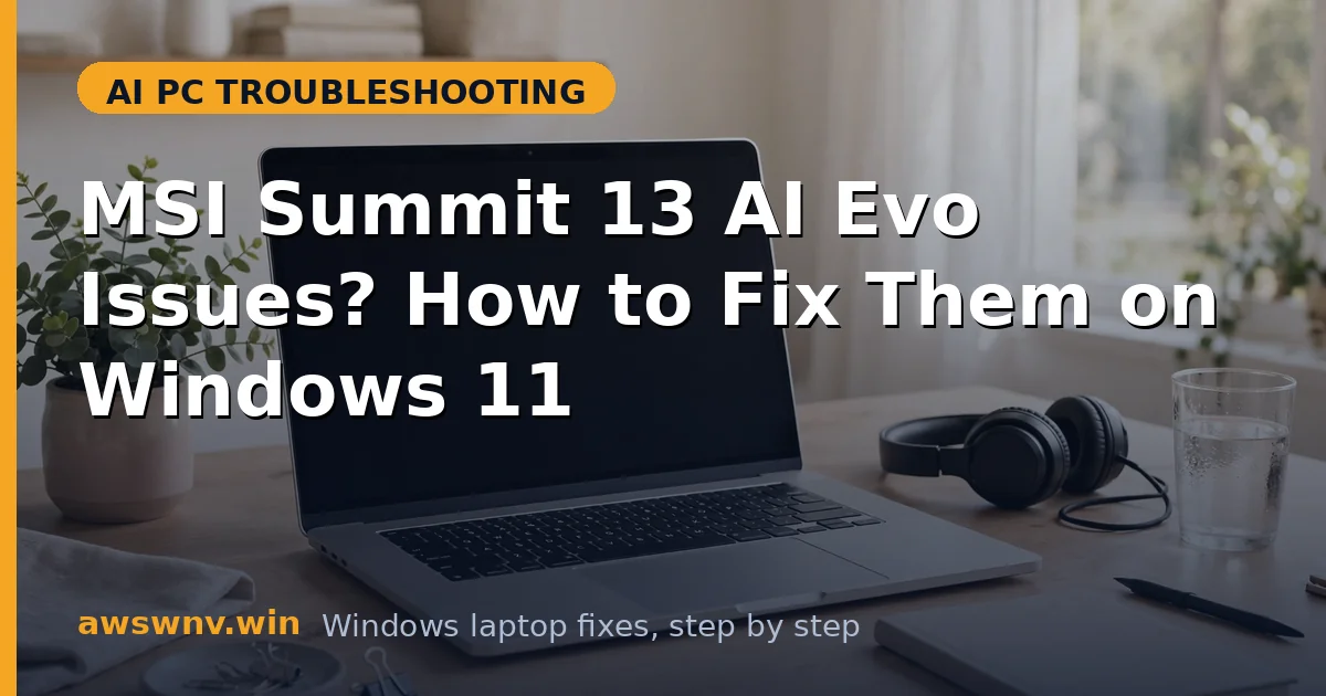MSI Summit 13 AI Evo Issues? How to Fix Them on Windows 11