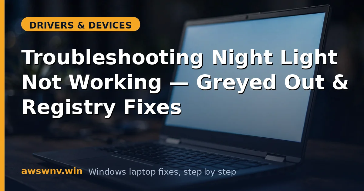 Troubleshooting Night Light Not Working — Greyed Out & Registry Fixes