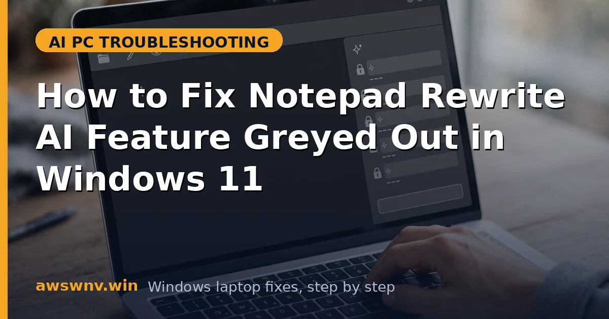 How to Fix Notepad Rewrite AI Feature Greyed Out in Windows 11