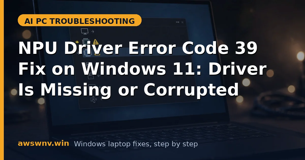 NPU Driver Error Code 39 Fix on Windows 11: Driver Is Missing or Corrupted