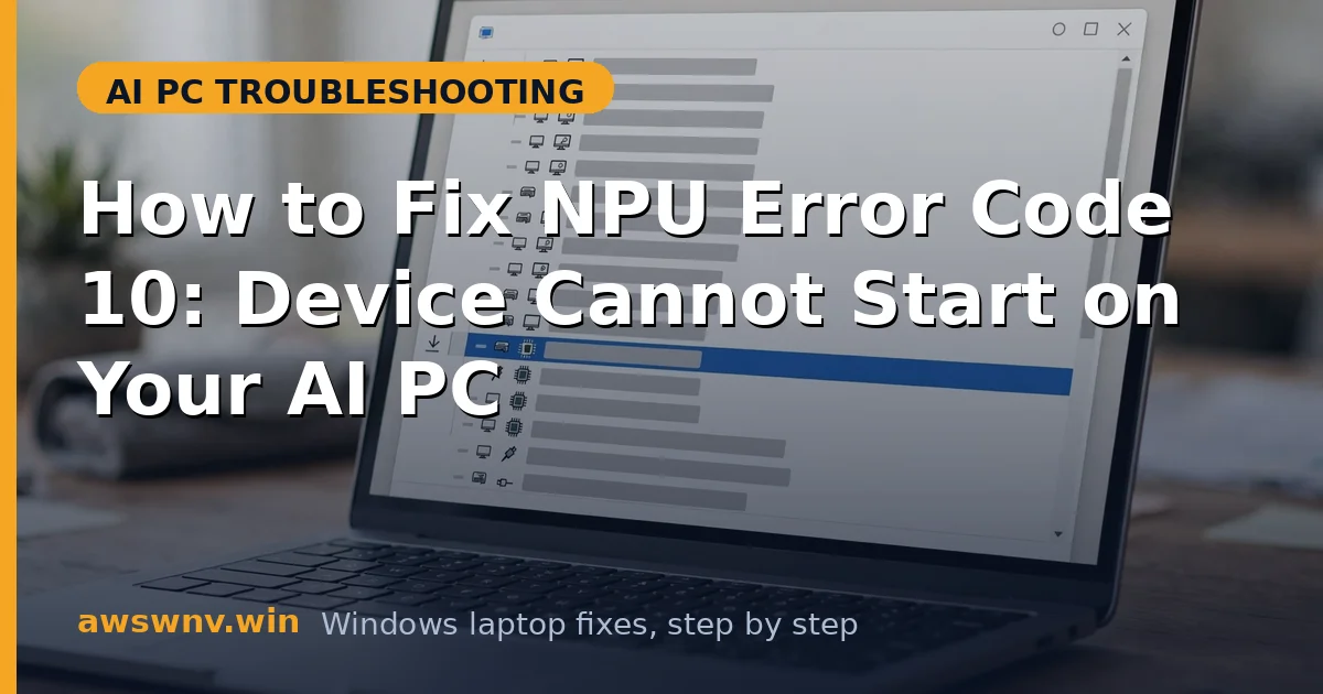 How to Fix NPU Error Code 10: Device Cannot Start on Your AI PC