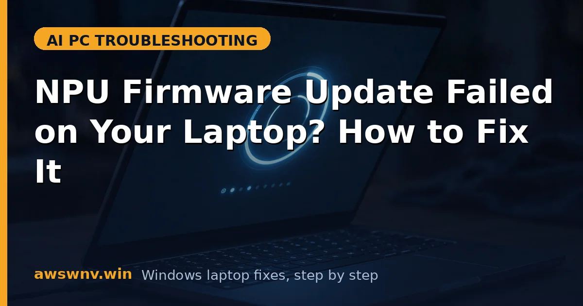 NPU Firmware Update Failed on Your Laptop? How to Fix It