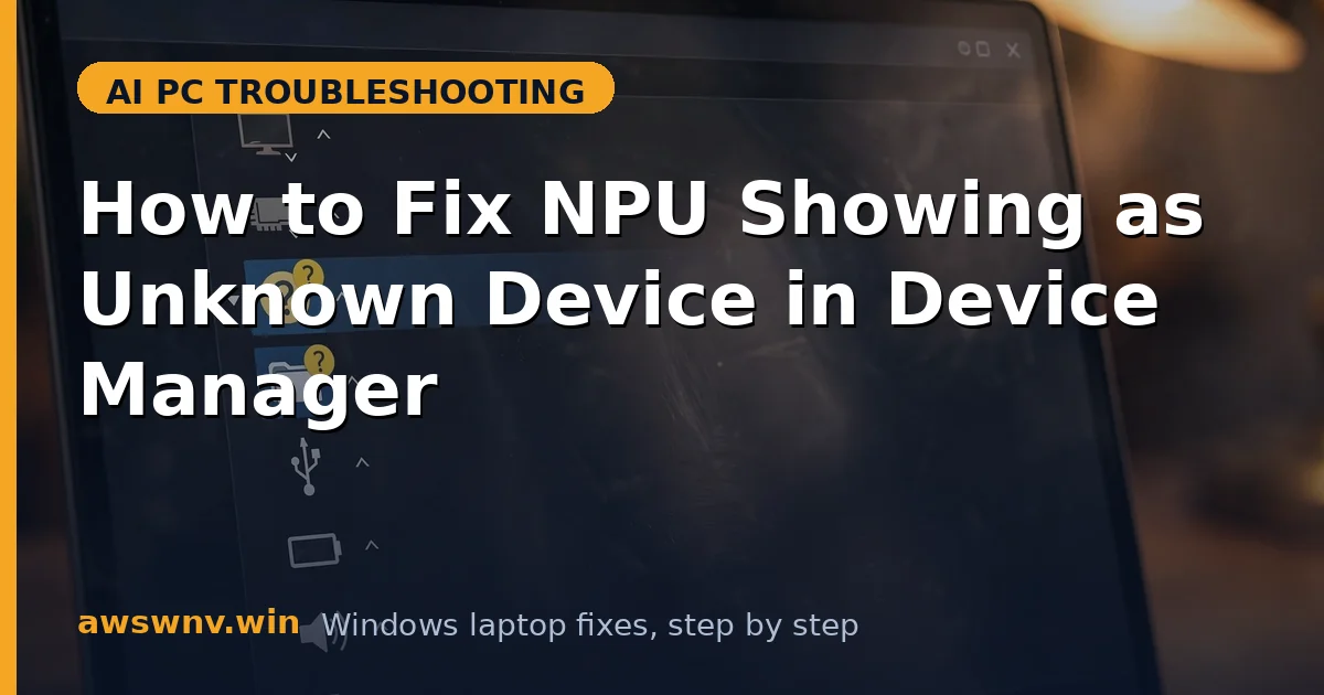 How to Fix NPU Showing as Unknown Device in Device Manager