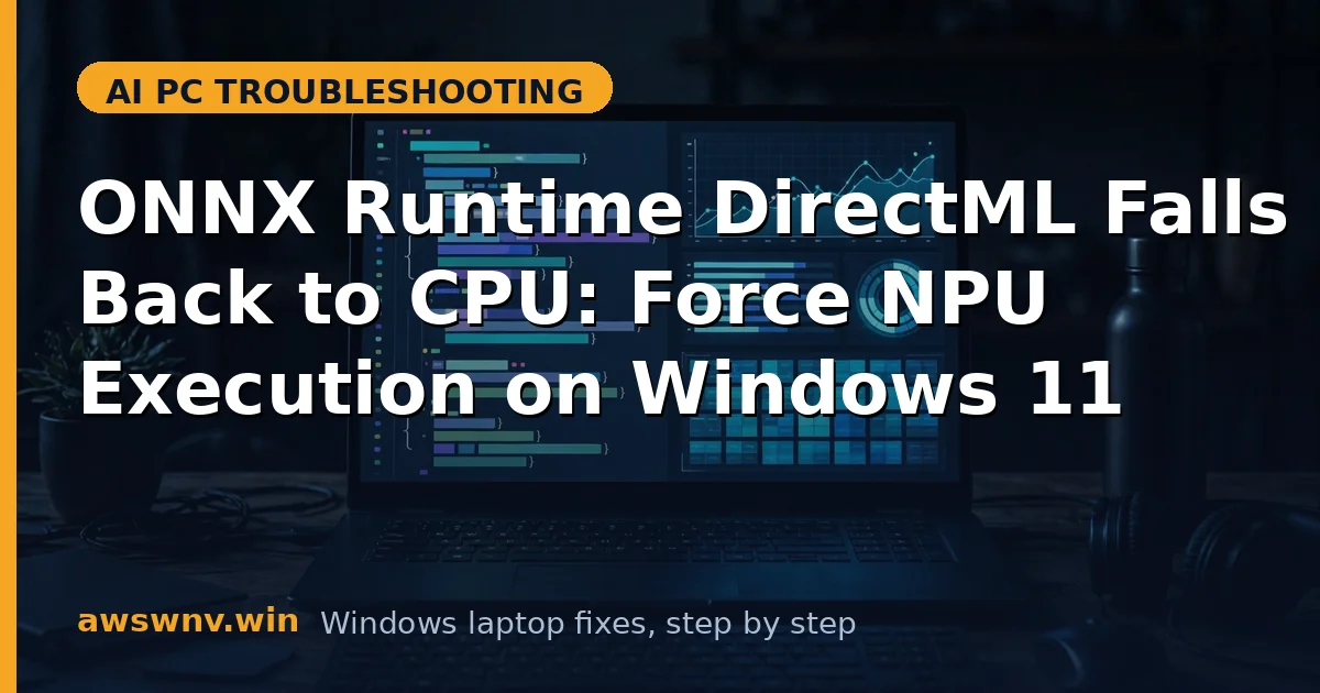 ONNX Runtime DirectML Falls Back to CPU: Force NPU Execution on Windows 11