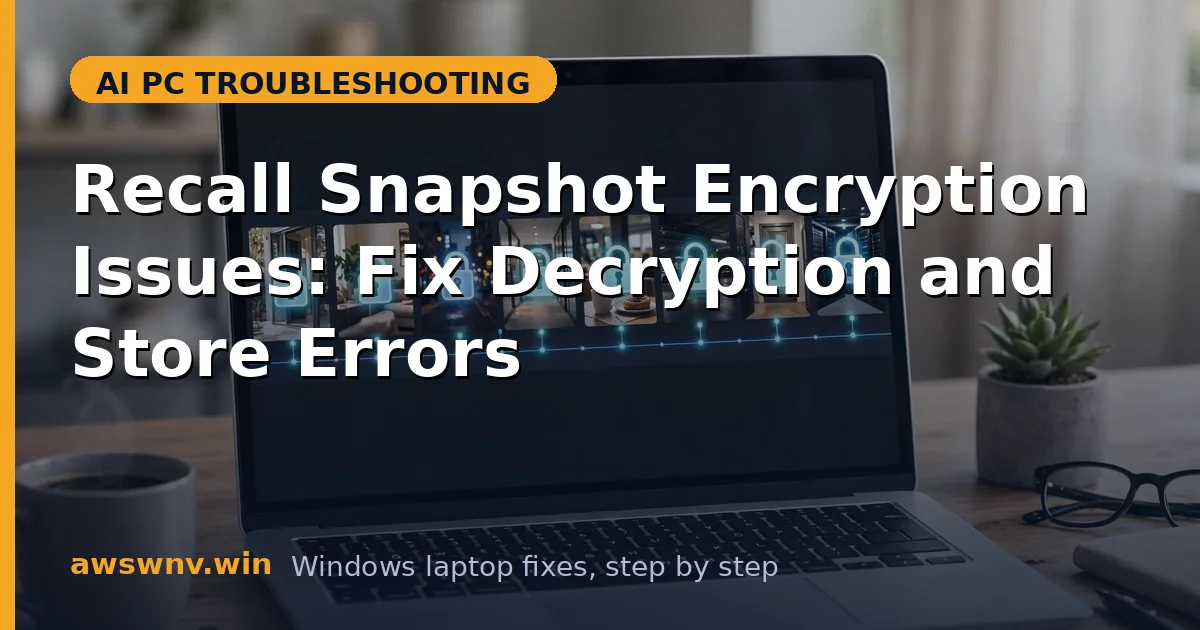 Recall Snapshot Encryption Issues: Fix Decryption and Store Errors