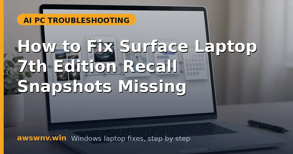 How to Fix Surface Laptop 7th Edition Recall Snapshots Missing