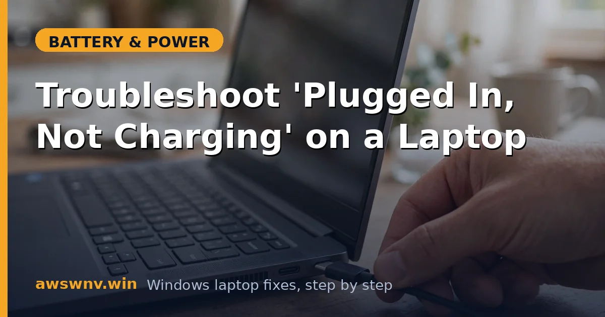 Troubleshoot 'Plugged In, Not Charging' on a Laptop